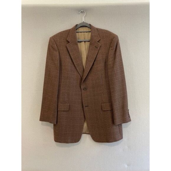 Burberry London Blazar Coat Men's Size 40R Brown Plaid Long Sleeve Front Button - Picture 2 of 11